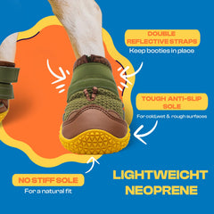 JZXOIVA zapatos para perros grandes, frontal con cintas reflectantes para mayor visibilidad.