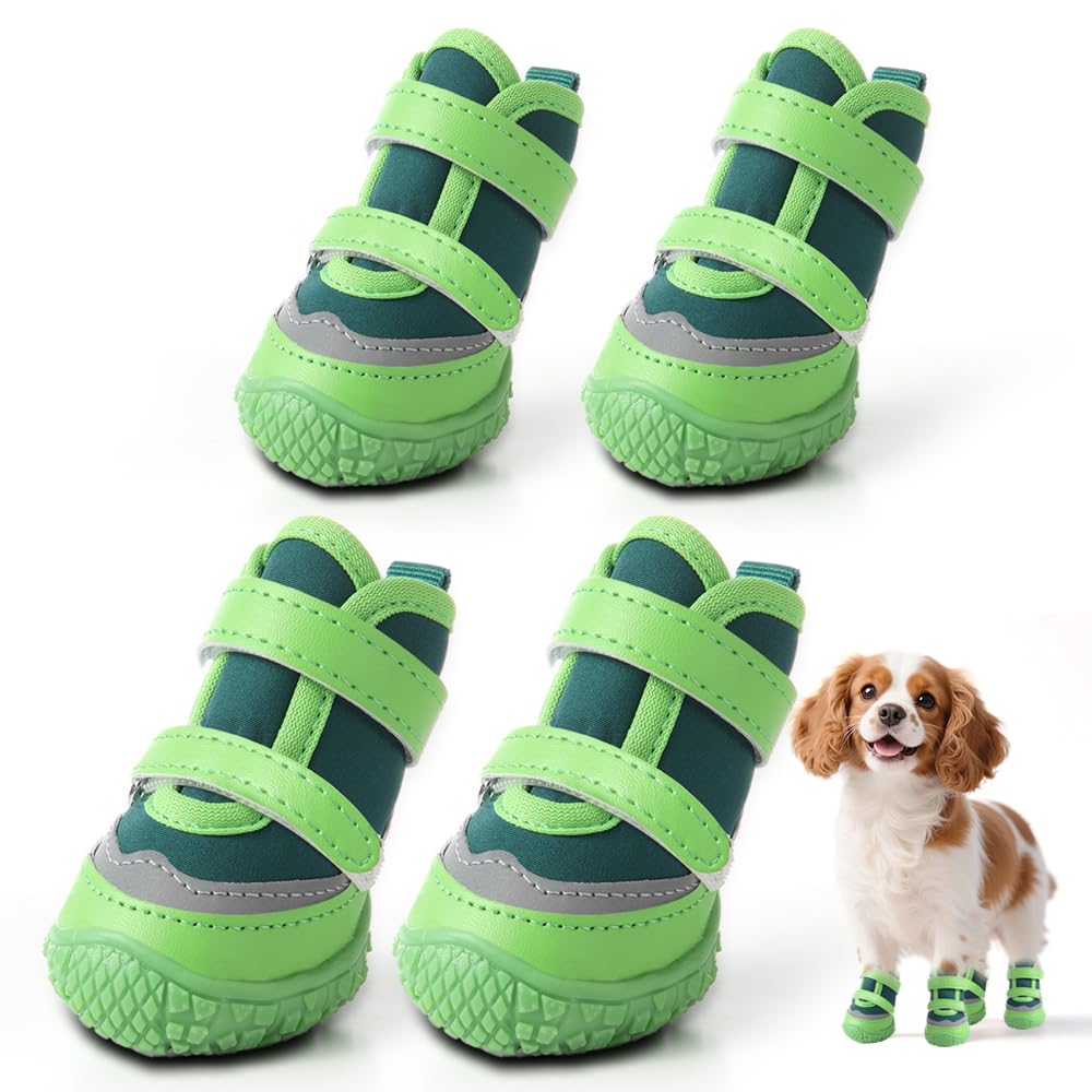 Zapatos JZXOIVA para perros pequeños con ajuste reflectante para mayor visibilidad nocturna.