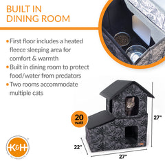 K&H Pet Products comedor de gatos exterior, acceso fácil para comida.