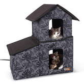 K&H Pet Products casa para gatos exterior de dos pisos, refugio cálido para felinos.