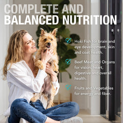 K9 Natural banquete hoki-ternera, alto en proteinas, apoyo diario de energia.