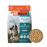 K9 Natural hoki y carne de res liofilizado para perros, proteína natural.