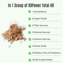 K9 Power Total K9: polvo corazón-cerebro para vitalidad y función cognitiva.