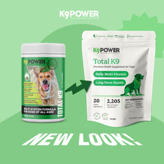K9 Power Total K9: polvo piel-y-pelo para mantener piel sana y pelaje brillante.