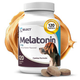 Frasco de K9 Select Melatonina para perros grandes con pastillas mantequilla de cacahuete para calma.