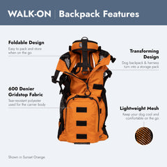 Diseño ligero y plegable Walk-On, ideal para excursiones cortas.