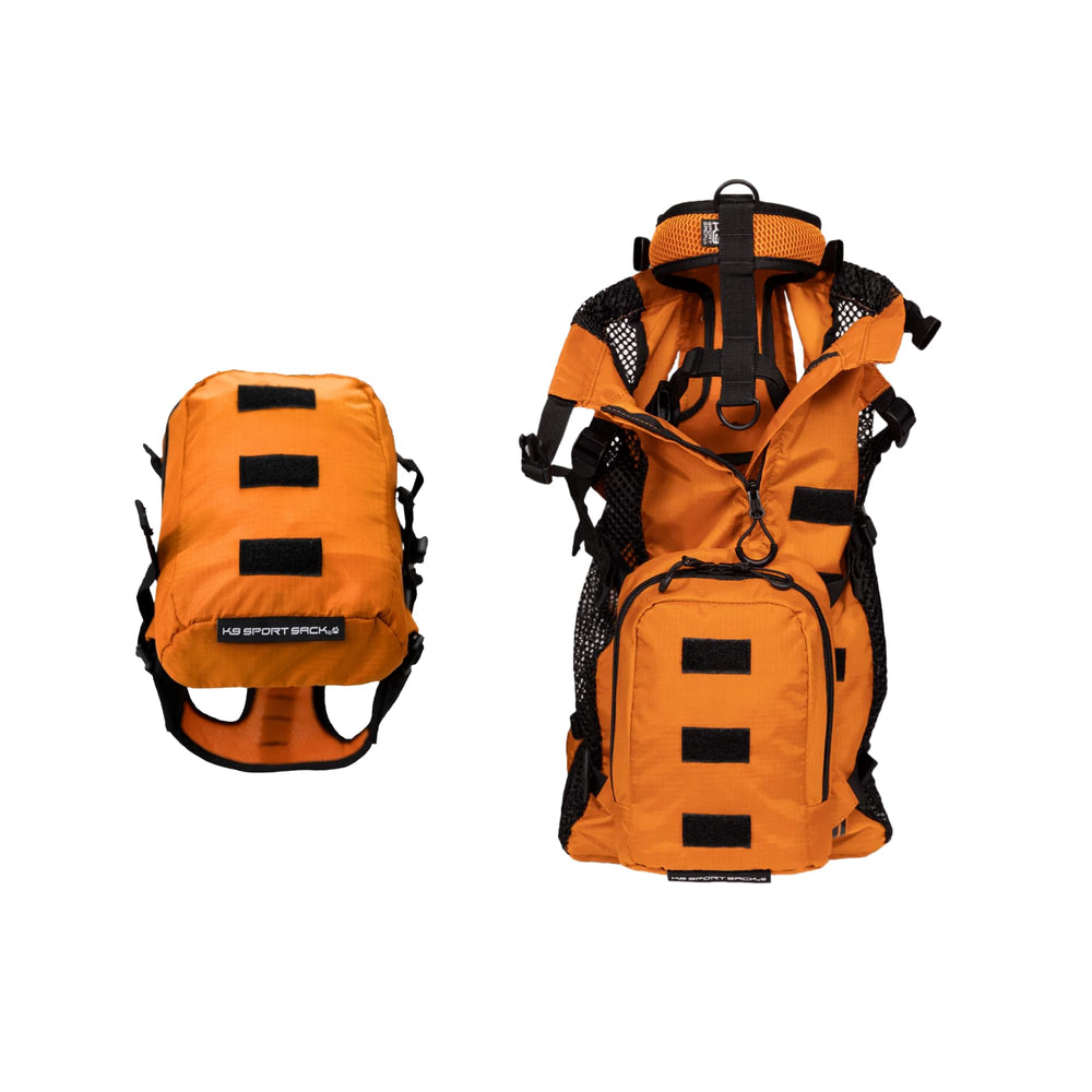 K9 Sport Sack Walk-On en naranja atardecer, cómodo para paseos diarios con perro.