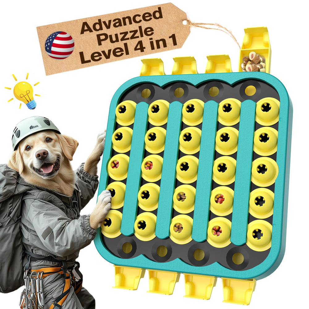 KADTC tablero de desafío 4 niveles ofrece estimulación mental progresiva para perros activos.