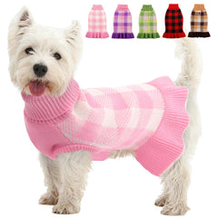 Kama Bridal suéter-perro vestido-cuadro-rosa para paseos con estilo