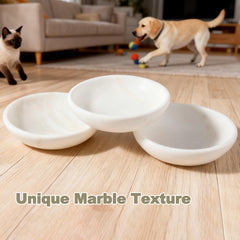 Cuenco Karibiber blanco de mármol para perro pequeño, cómodo para comer.