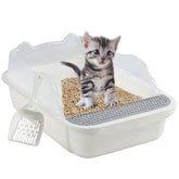 Kathson caja-arena abierta para gatos con borde alto evita salpicaduras y mantiene limpio.