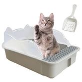 kathson caja de arena para gatos pequeña con borde alto, facilita la limpieza.