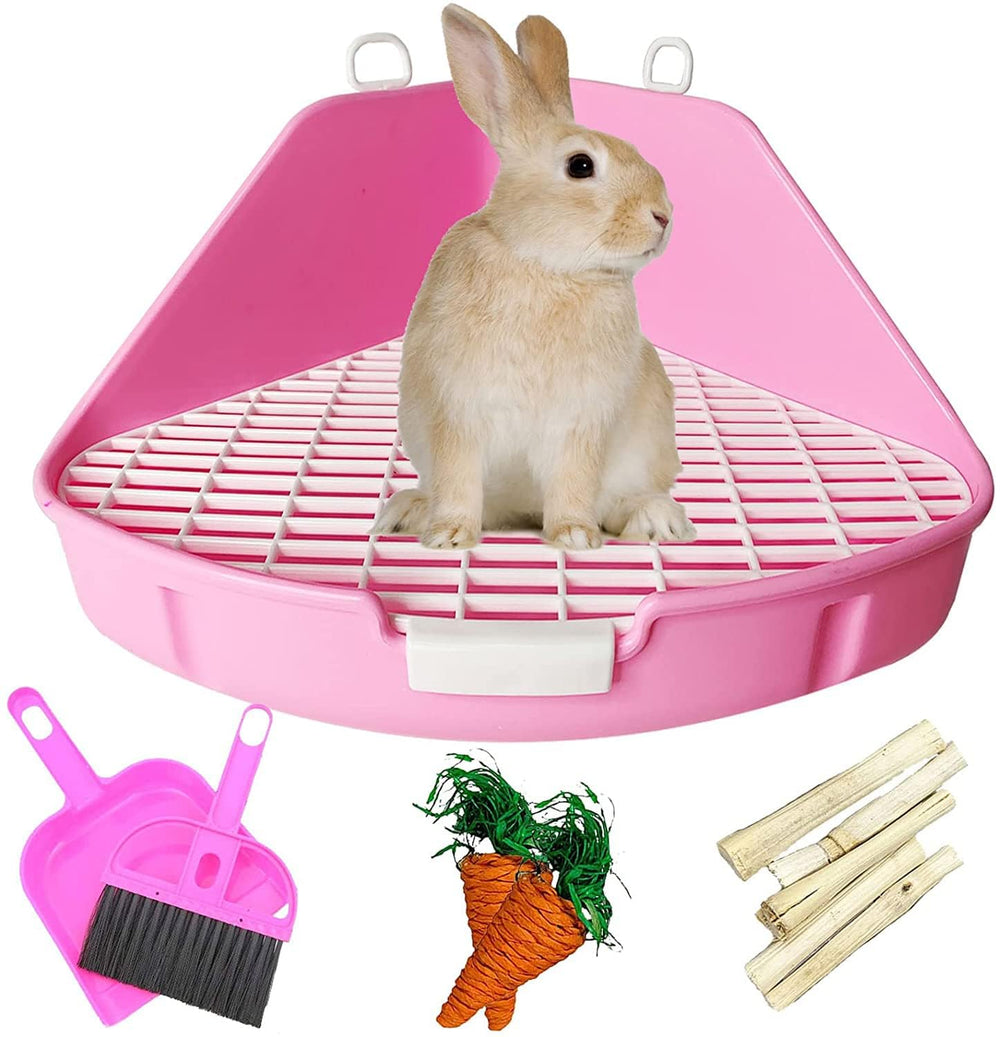 Kathson caja arenero para conejos, diseño en esquina de 90° con acceso cómodo.