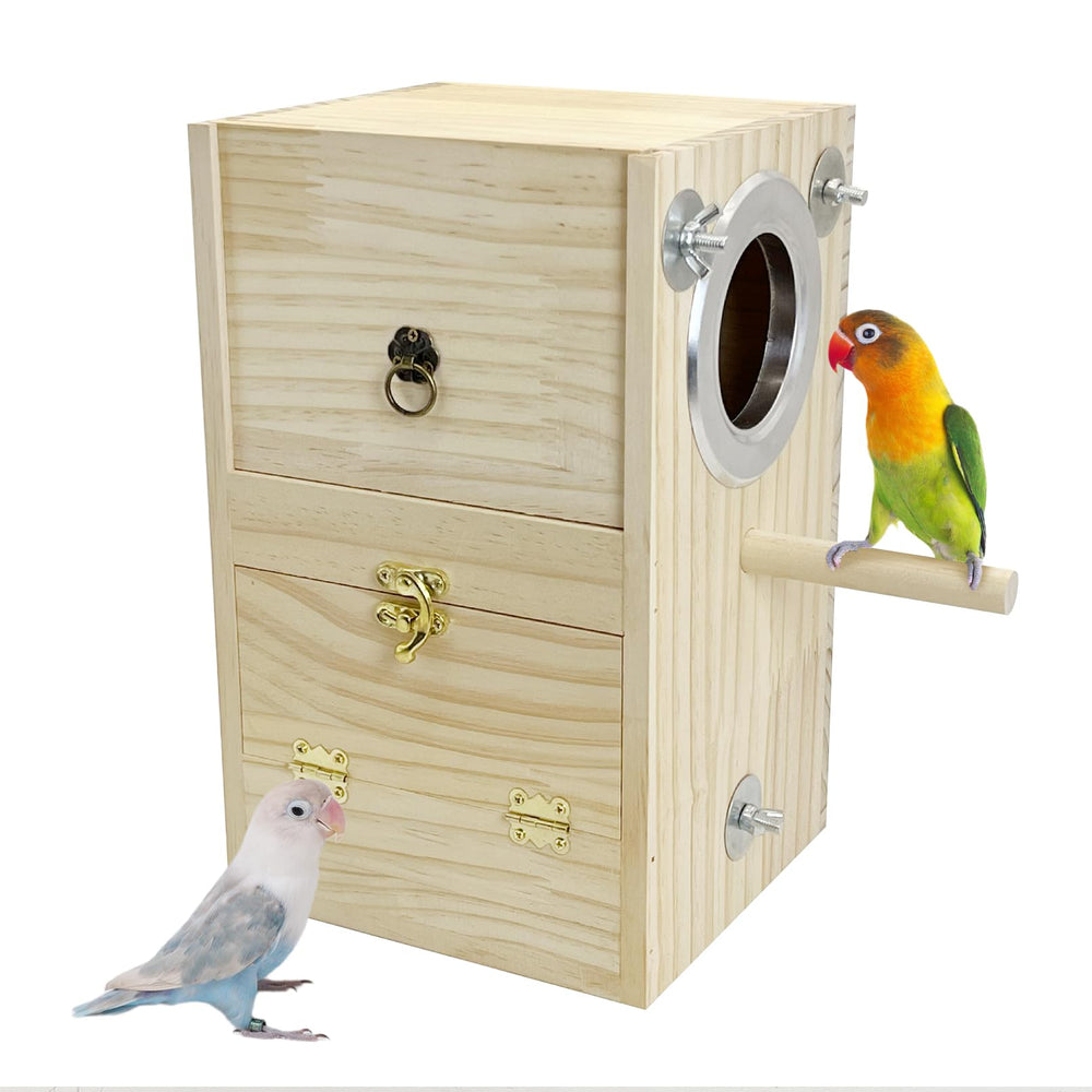 Nido Kathson de madera, vista frontal, sensación natural para aves
