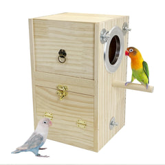 Nido Kathson de madera, vista frontal, sensación natural para aves