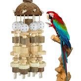 KATUMO Juguete para aves grandes con bloques de madera natural para masticar