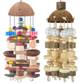KATUMO: juguete para aves con bloques de madera grandes y concha de coco