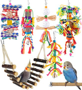 Katumo: juguetes para aves con escalera colgante, ideal para trepar y ejercitar alas.