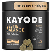 Kayode Bestie Balance: botella con etiqueta clara para apoyo digestivo en perros.