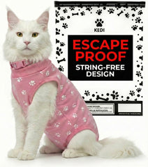 Kedi Cats Solutions, cierre seguro del traje de recuperación, evita que la gata se escape