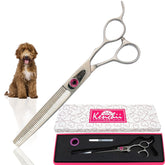 Tijeras Kenchii Love para perros, desbaste de 46 dientes para cortes precisos.