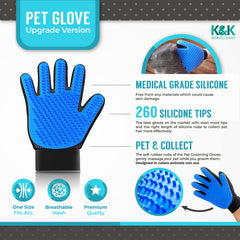 Kennels & Kats guantes de cuidado del pelaje para mascotas recogiendo pelo suelto