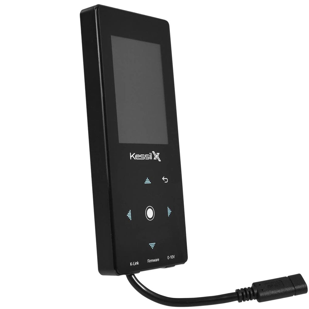 Kessil Spectral Controller X con panel táctil y pantalla a color para ajustar iluminación del acuario.