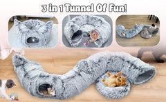 Cama-túnel de tamaño espacioso 33x33x8 pulgadas para varias mascotas.