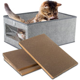 Kichwit rasca gatos grandes tres unidades con caja: solución compacta para el juego y descanso.