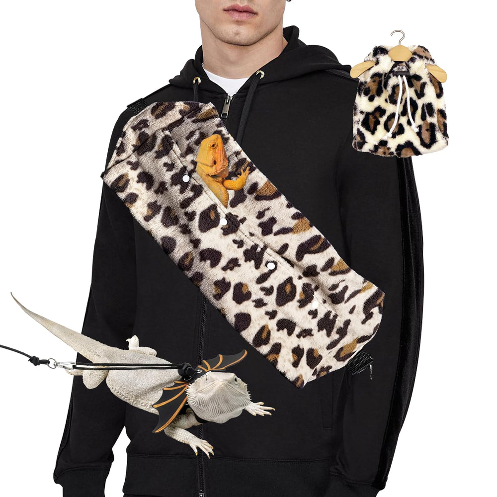 Funda felpa Leopardo de Kiiocwev para transportar lagarto barbudo con comodidad