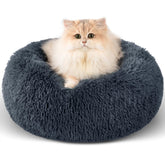 Cama Kimpets dona de 16 pulgadas en gris oscuro, suave y acolchada para relajar a tu perro