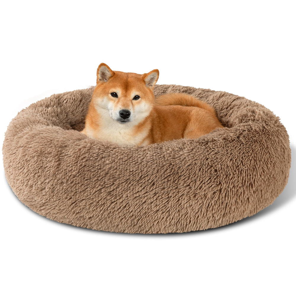 Cama Kimpets para perros, vista superior redonda, ideal para acurrucarse y dormir.