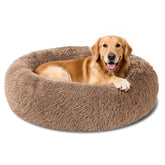 Cama donut Kimpets 36 pulgadas khaki, descanso cómodo y envolvente para perros.