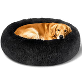 Cama Kimpets para perros, donut calmante negra de 36 pulgadas, confort suave.