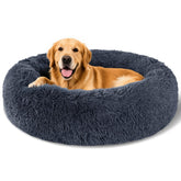 Kimpets cama para perro redonda de 36 pulgadas gris oscuro, comodidad y relajación para dormir
