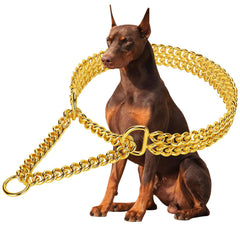 KINGOLDOGS collar-cadena oro 18k frontal: brillo duradero para paseos diarios.