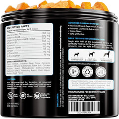 Kinpur Pet Care gominolas calmantes, detalle sabor carne, ideal para momentos de estrés.
