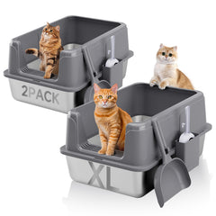 KISENG: caja de arena en acero inoxidable con amplio espacio para gatos grandes.