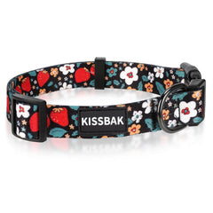 KISSBAK collar para perro grande estilo floral fresa para paseos cómodos.