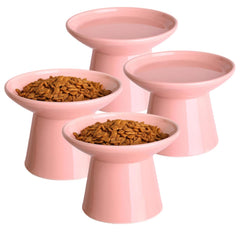 KITCHENLESTAR tazones elevados cerámicos rosas, vista amplia para acceso cómodo