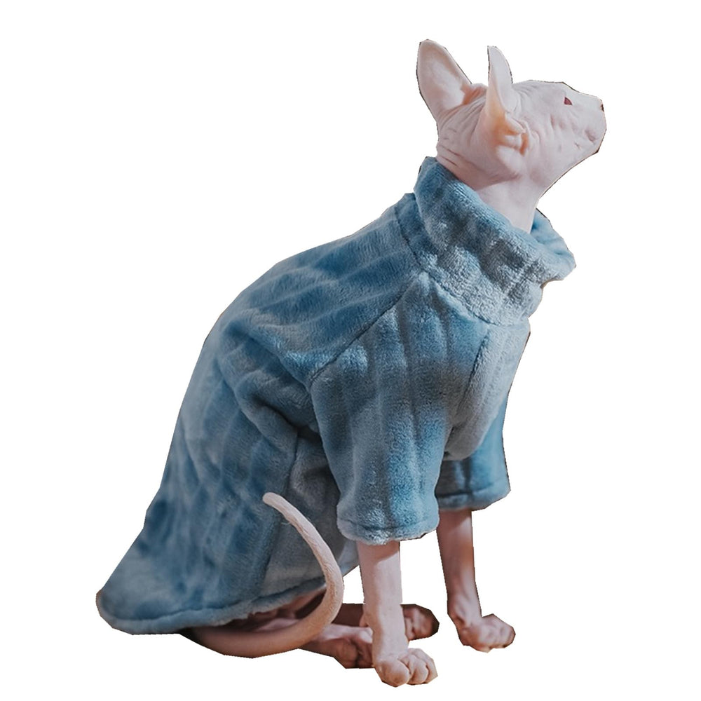 Sudadera Kitipcoo para gato Sphynx azul con cuello alto, cómodo y cálido.