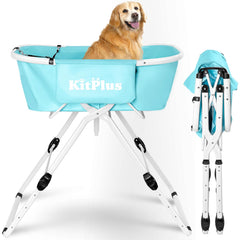 KITPLUS Bañera elevada, vista frontal, baño cómodo y estable para perros