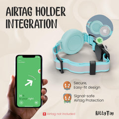 KittyTag collar AirTag dorso: alta visibilidad y seguridad al aire libre.