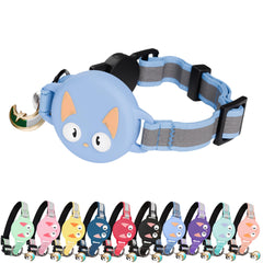 Collar KittyTag con soporte AirTag azul para rastreo en tiempo real.