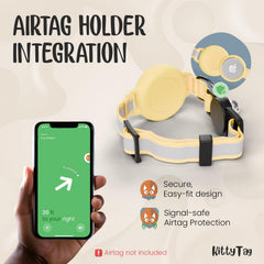 KittyTag collar reflectivo amarillo, buena visibilidad nocturna para paseos.
