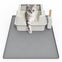 KIXCVDM alfombrilla para caja de arena gris atrapa arena y mantiene limpio el área.