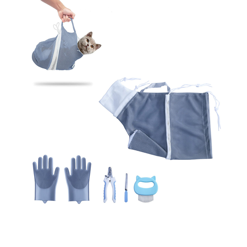 KlerRoem bolsa de baño para gatos ajustable, seguridad durante el baño