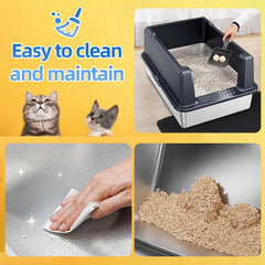 kmnsun caja de arena inoxidable xxxl pared de 14 pulgadas para evitar salpicaduras