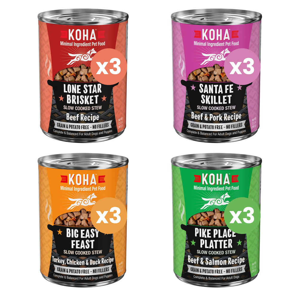 KOHA estofados lentos: pollo y salmon para perros, fácil de digerir y sabroso