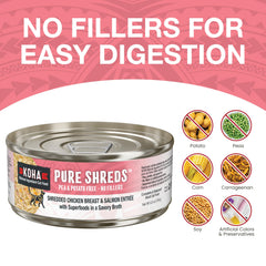 KOHA Pure Shreds ingredientes mínimos, ideal para estómagos sensibles.